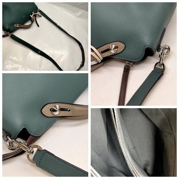 Fendi Hand Bag Green Leather 749-052925 - Picture 7 of 13